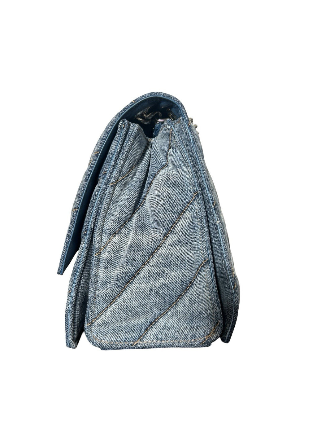 Balenciaga Denim Hourglass Medium Crush Chain Bag
