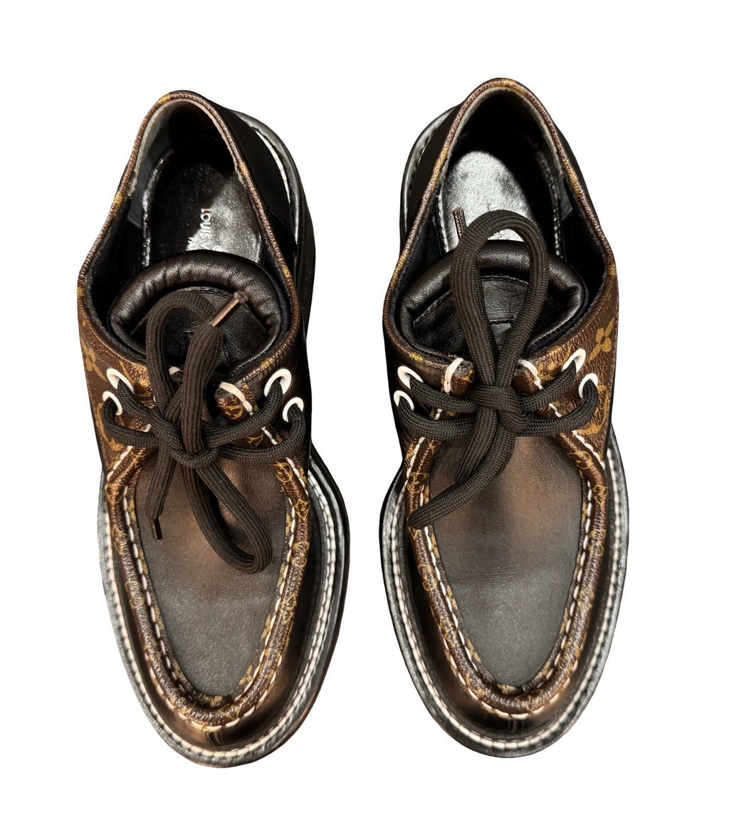 Louis Vuitton Monogram Lace-Up Platform Derby Shoes EU 37 US 6.5-7
