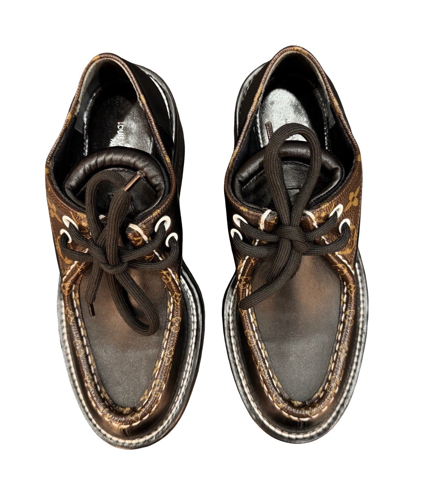 Louis Vuitton Monogram Lace-Up Platform Derby Shoes EU 37 US 6.5-7