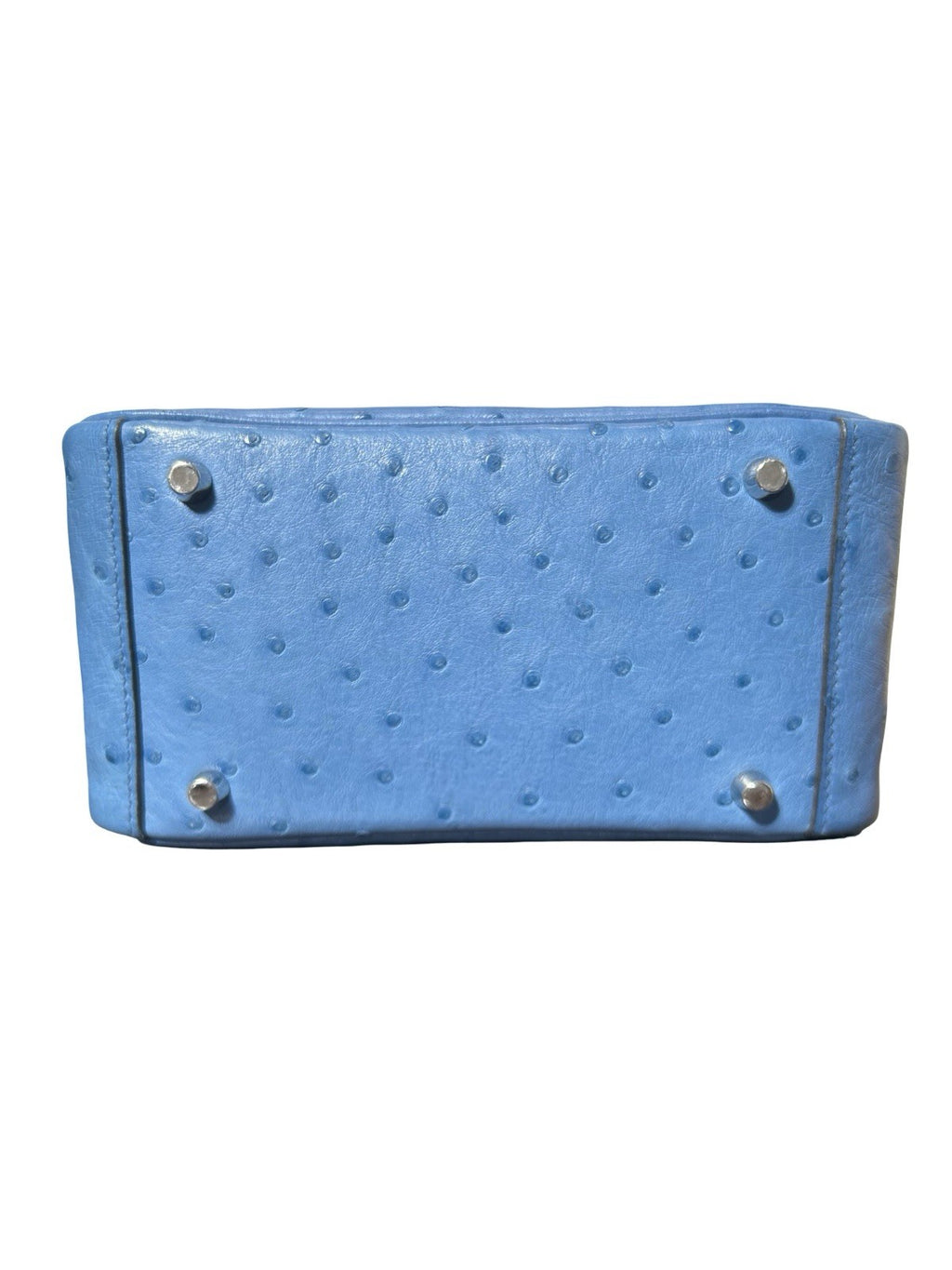 Hermes Lindy mini shoulder bag in Bleu France ostrich leather