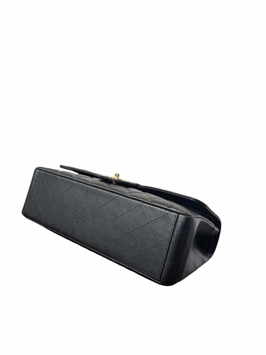 Chanel Classic Flap Bag in Black Quilted Caviar Leather With Gold-tone Maxi