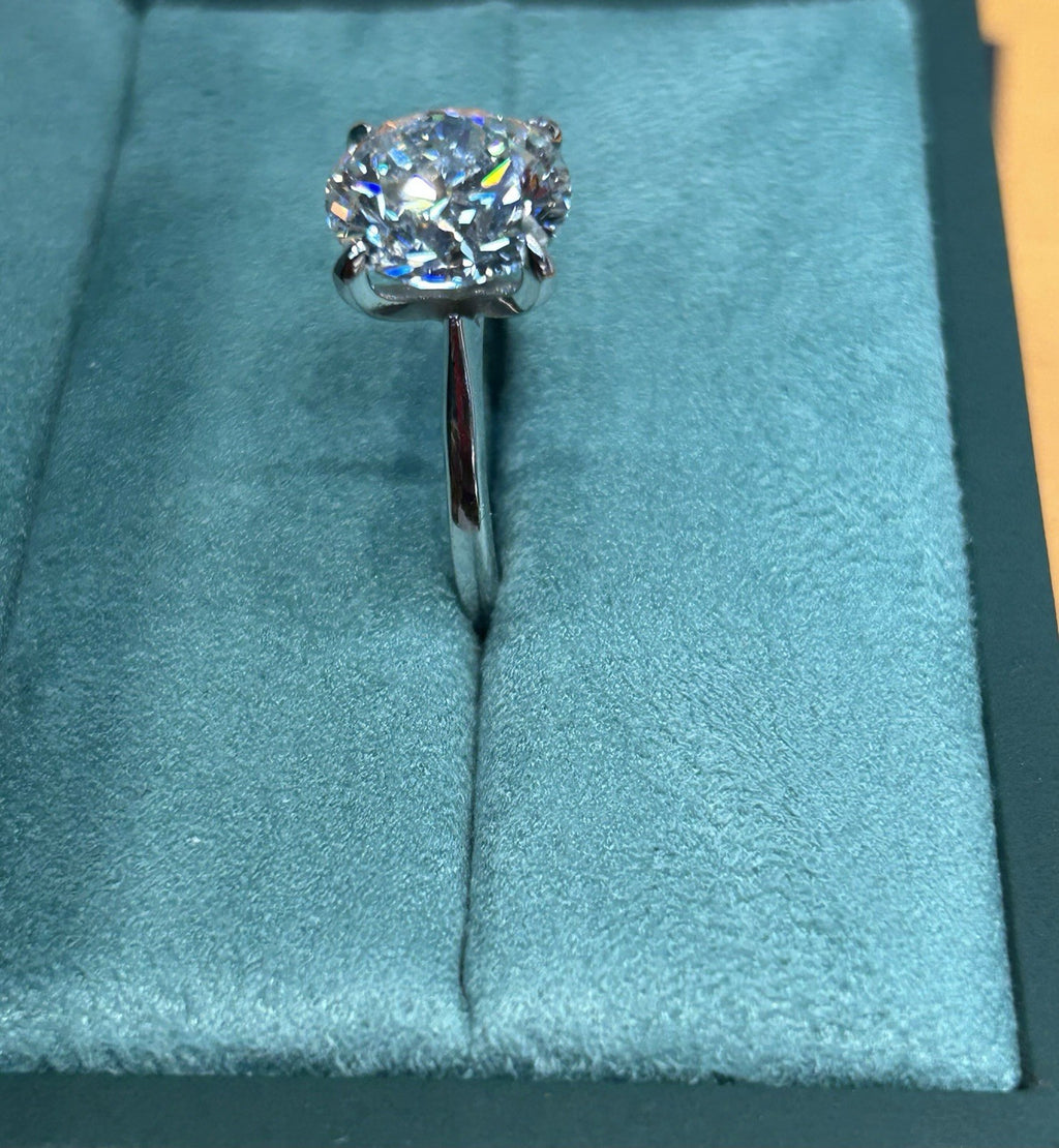 5.04 Round Brilliant Lab Diamond Solitaire Ring In 14K White Gold, Size 6.5