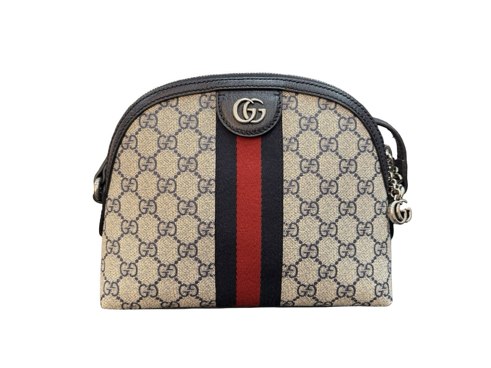 Gucci Ophidia Dome Shoulder Bag GG Coated Canvas Small Beige Blue