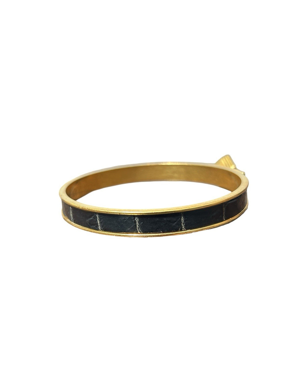 Hermes Vintage Crocodile Leather Mini Kelly Cadena Charm Bangle Bracelet