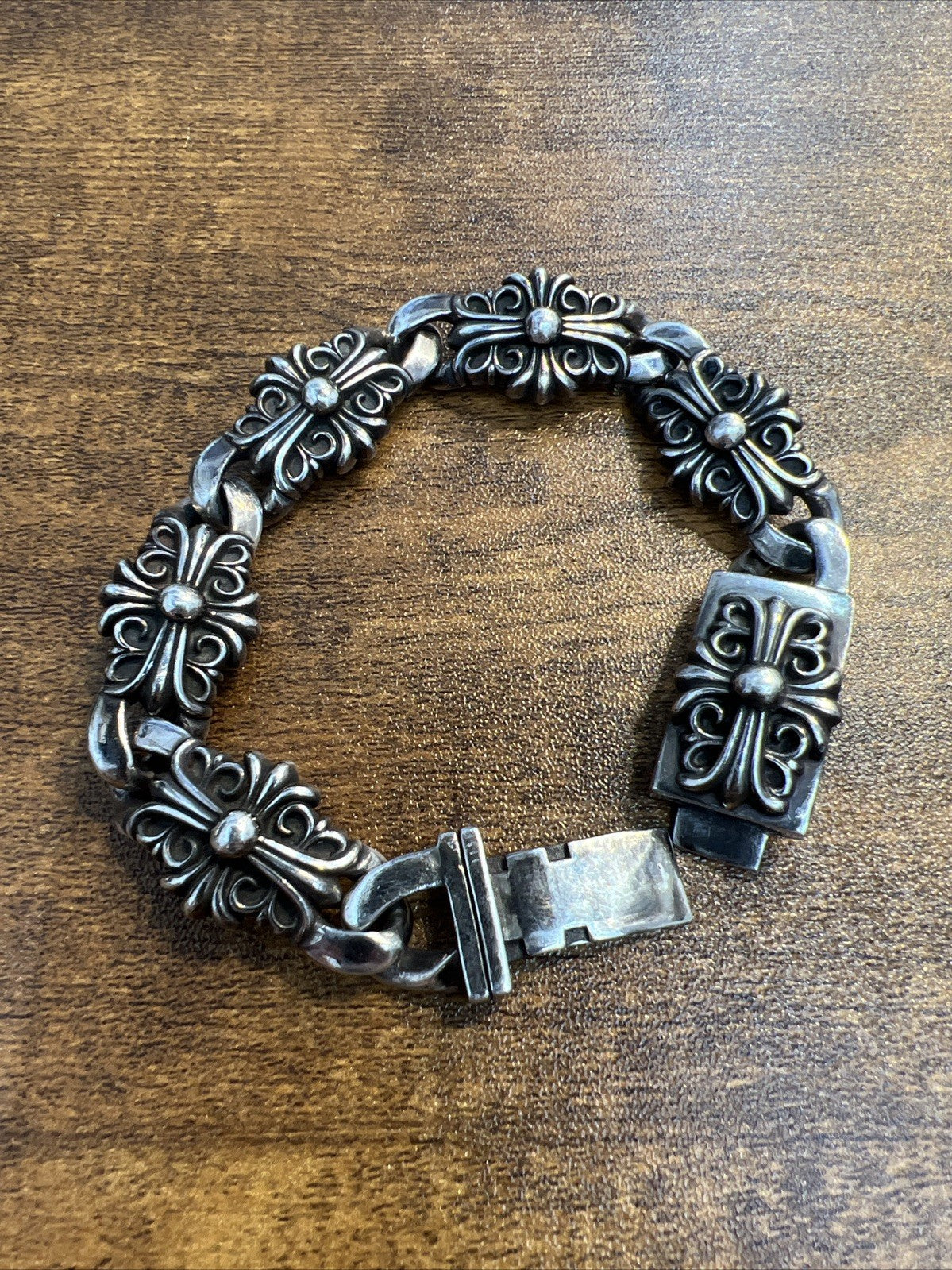 Chrome Heart Keeper Link Braclet 925 Sterling Silver 