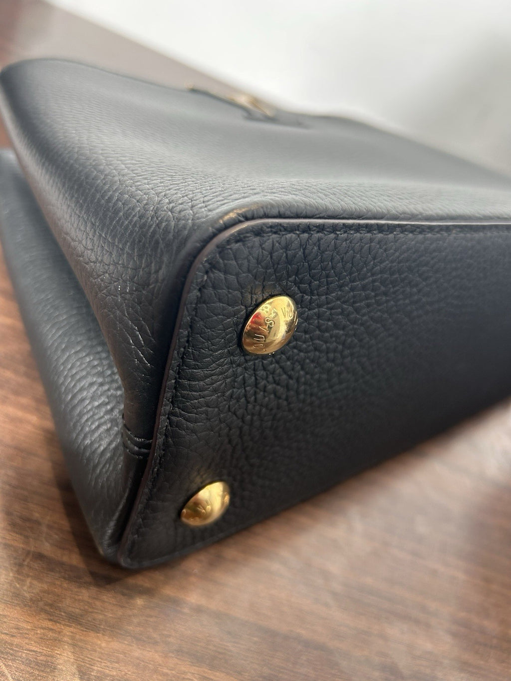Louis Vuitton LV Monogram Capucines MM In Black Taurillon Leather