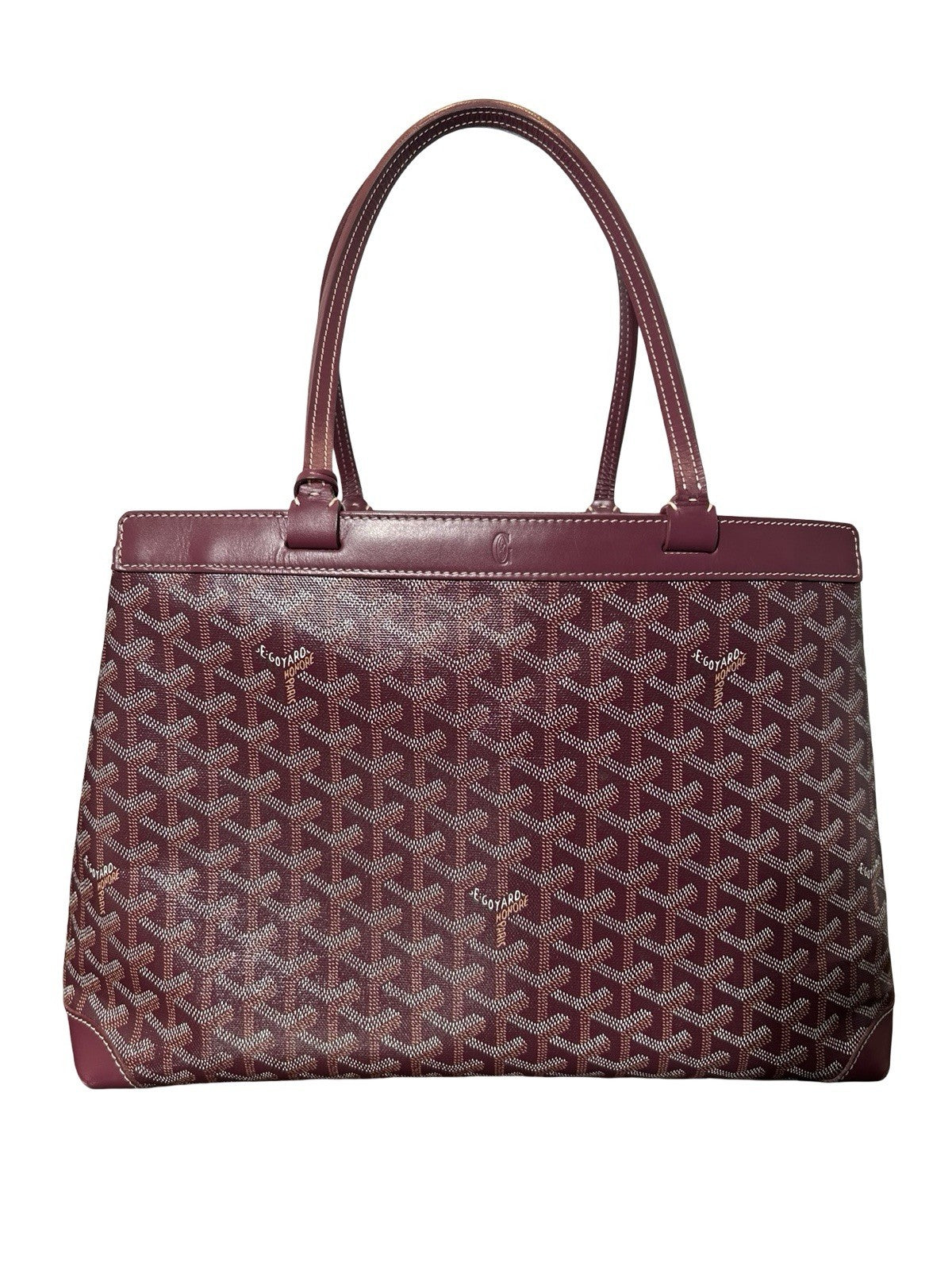 Goyard Burgundy Goyardine Coated Canvas and Leather Bellechasse PM Tote.