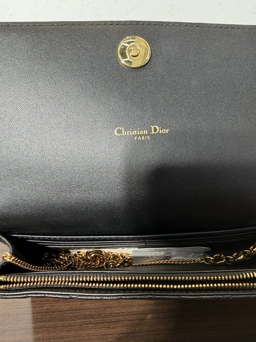 Dior Caro  Black Pouch with Chain 