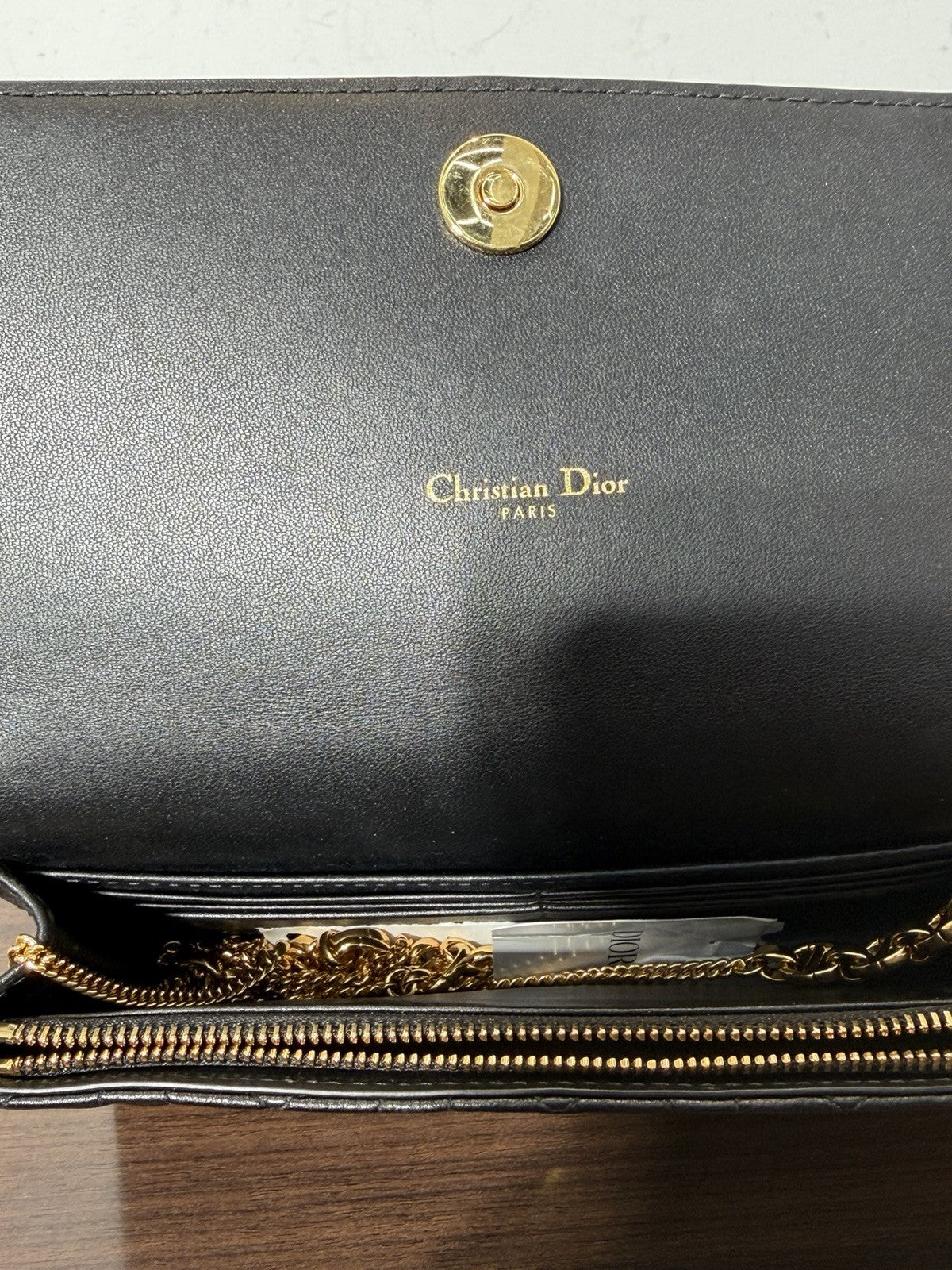 Dior Caro  Black Pouch with Chain 
