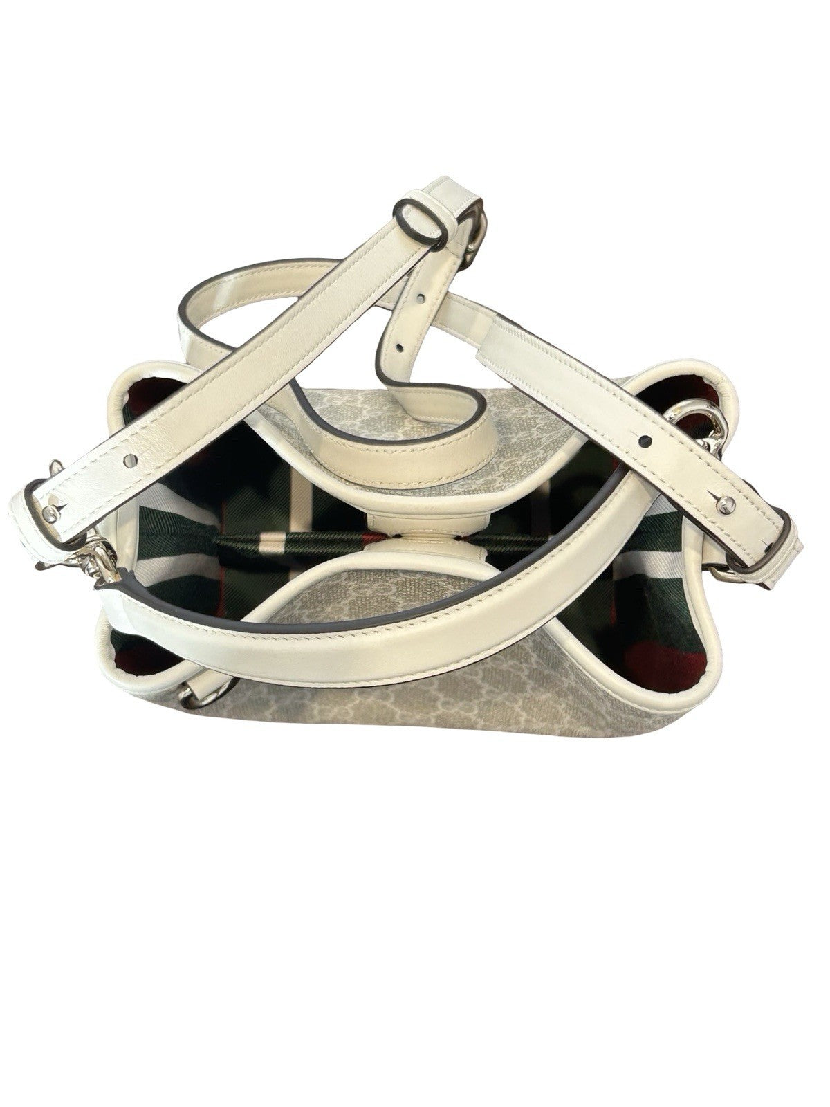 Gucci GG Emblem Small Bucket Bag In White