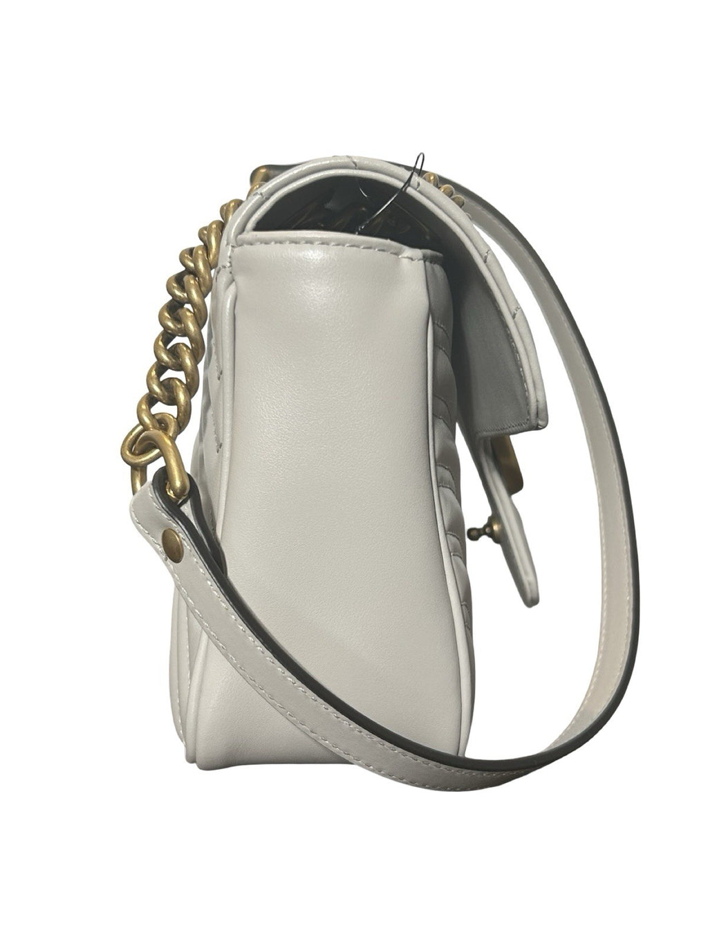 Gucci GG Marmont Flap Metelesse Leather Small Shoulder Bag Beige