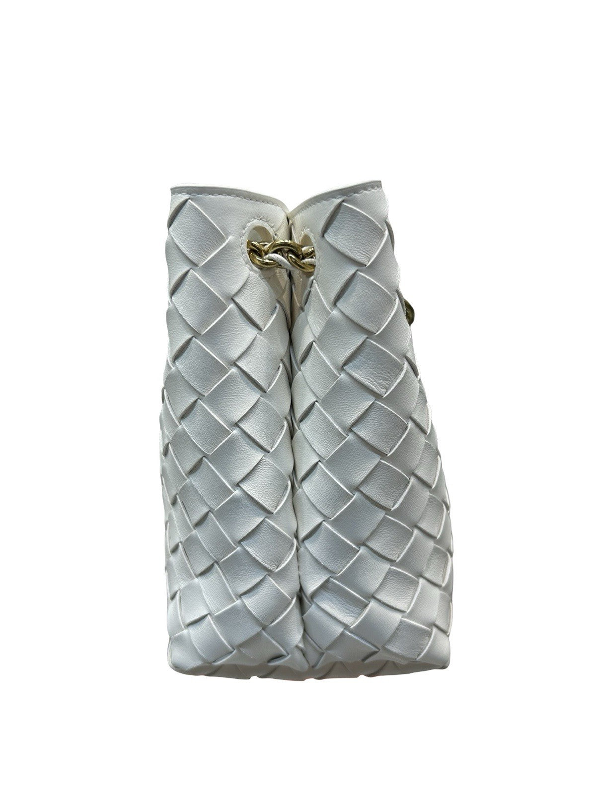 BOTTEGA VENETA Nappa Intrecciato Small Andiamo Shoulder Bag White