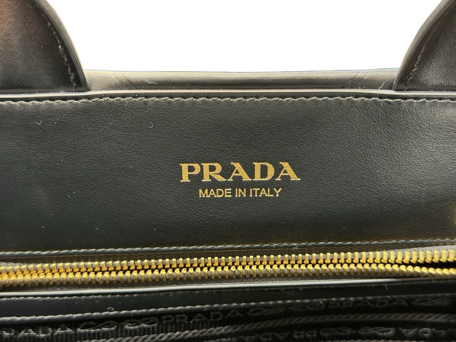 Prada Symbole Shopper Tote Embossed Leather Small Bag