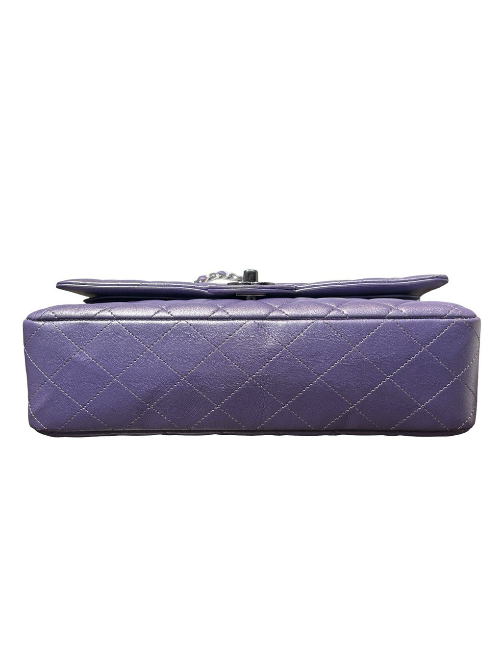 Chanel Metallic Quilted Lambskin Medium Double Flap Purple
