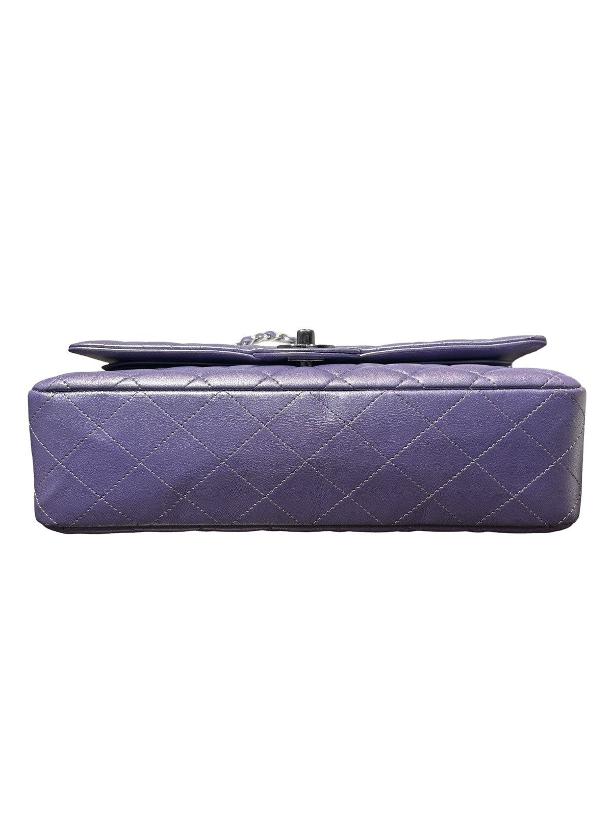Chanel Metallic Quilted Lambskin Medium Double Flap Purple