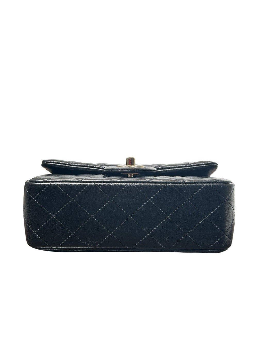 Chanel Lambskin Quilted Mini Top Handle Rectangular Flap Black