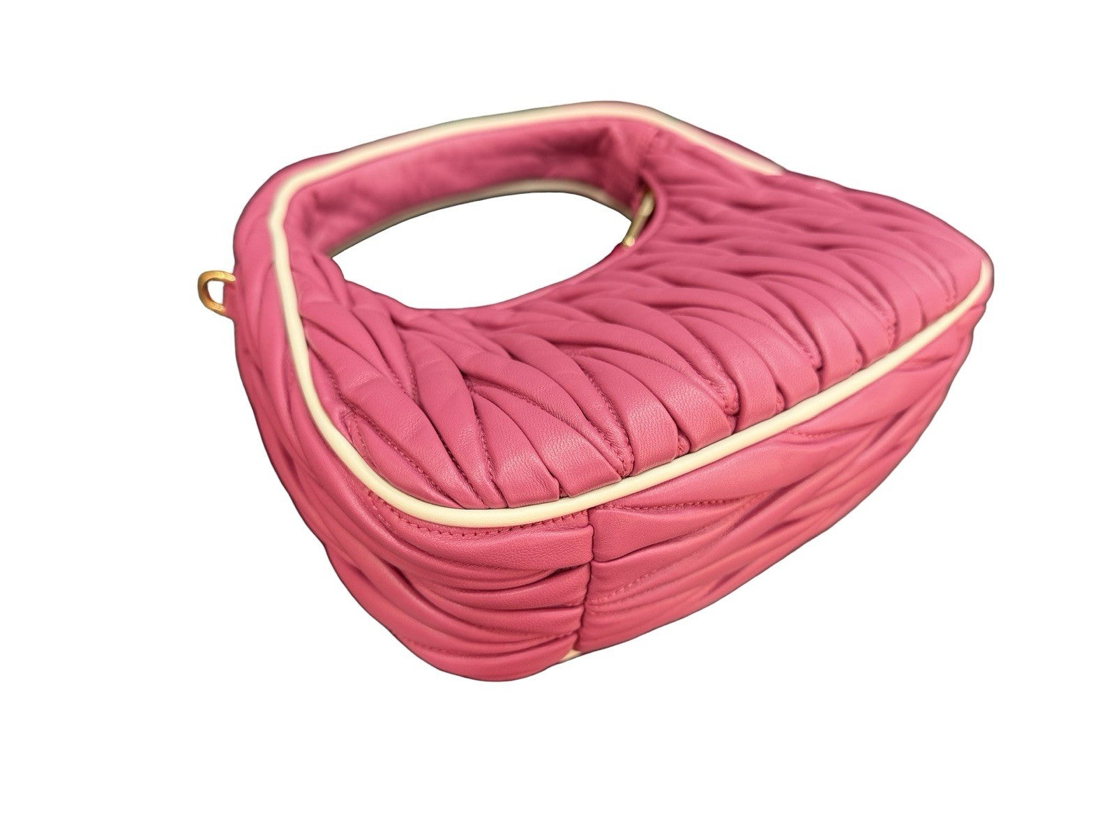 Miu Miu Wander Matelassé Nappa Leather Hobo Bag Small Pink