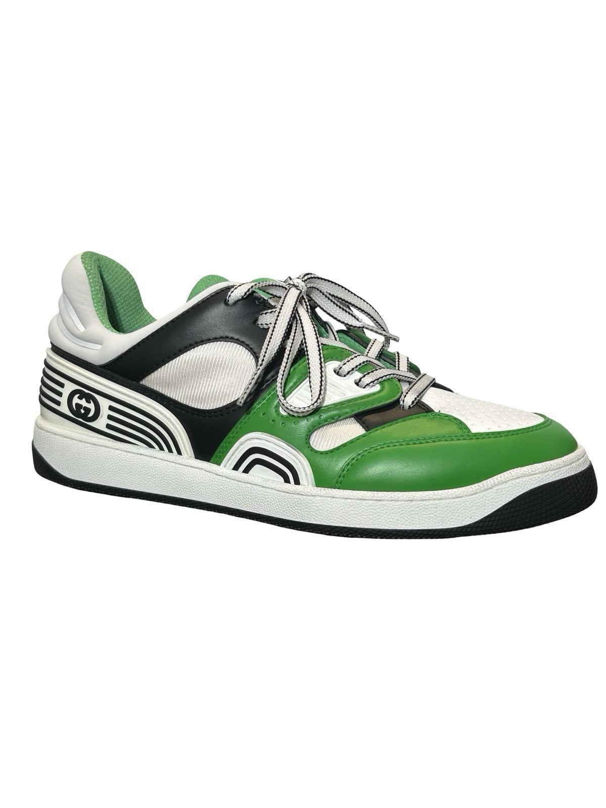 Gucci Basket Demetra Distressed White/Green Unisex Sneakers Mens US 7/ Women 8.5