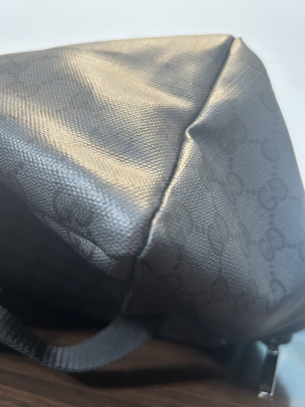 Gucci Essence Classic Backpack Black GG Monogram Coated Canvas Medium
