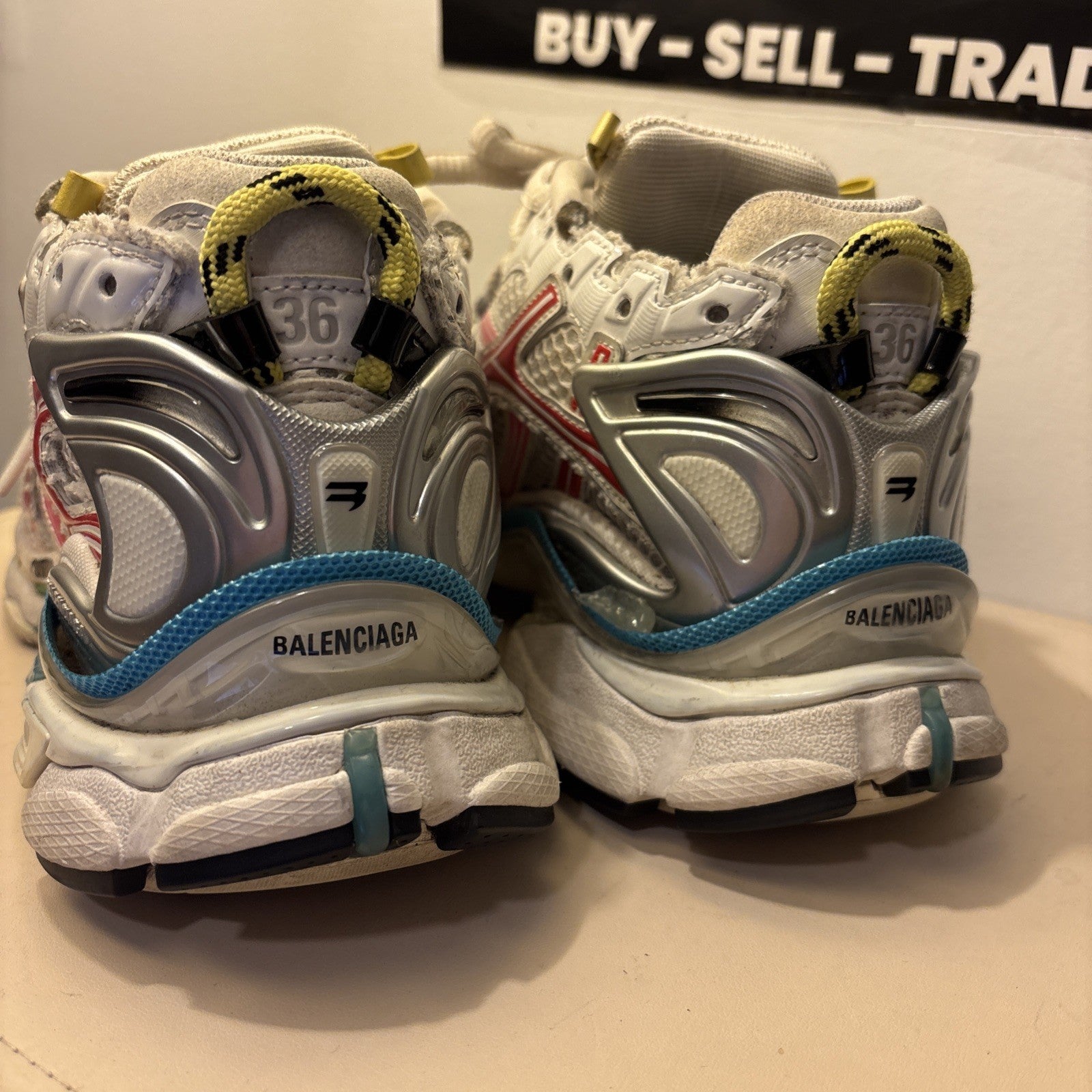Size 10 - Balenciaga Runner Sneaker White Red Blue Pink