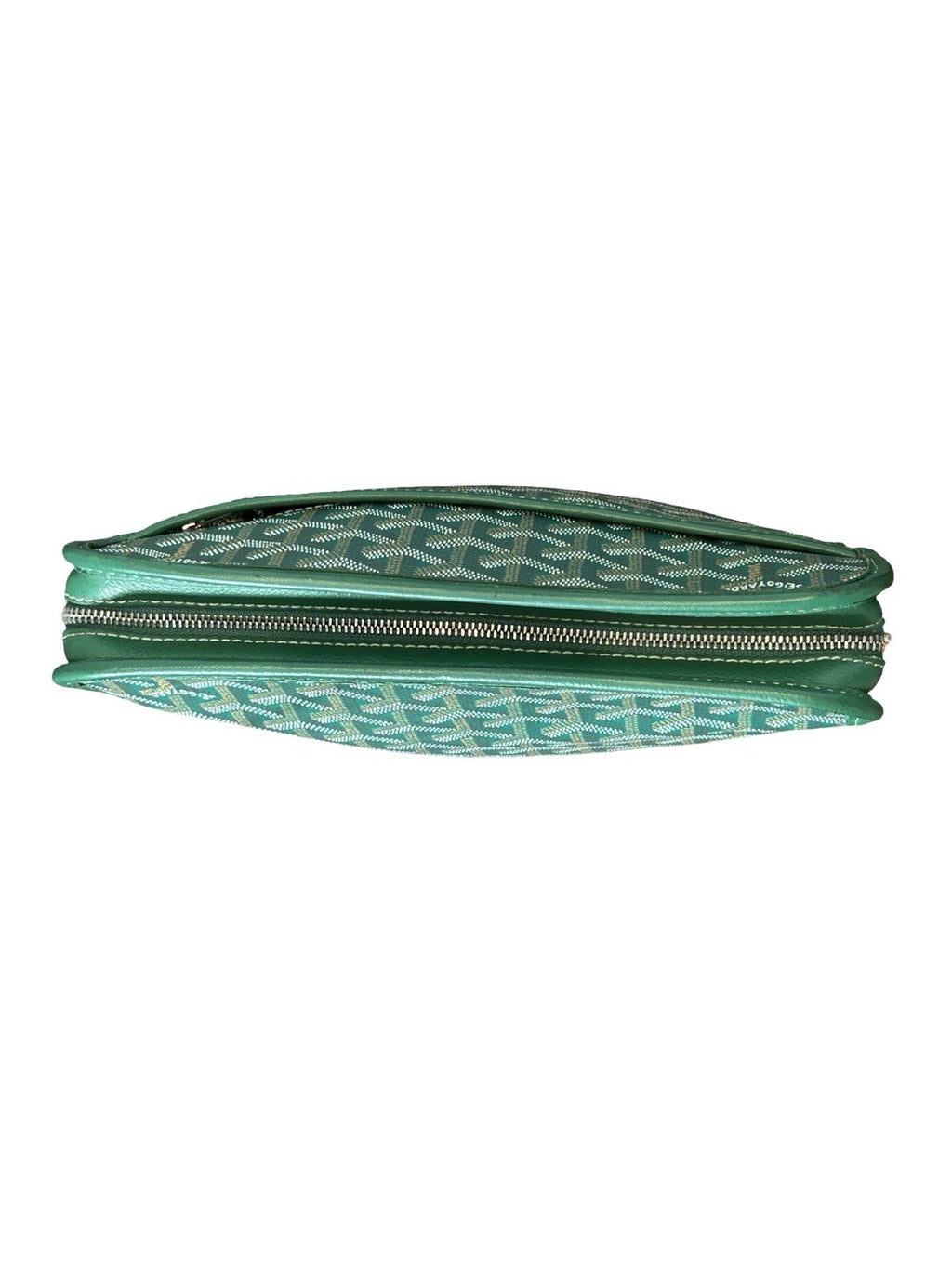 Goyard Jouvence Toiletry Pouch Green Coated Canvas MM Clutch Bag AUTHENTIC