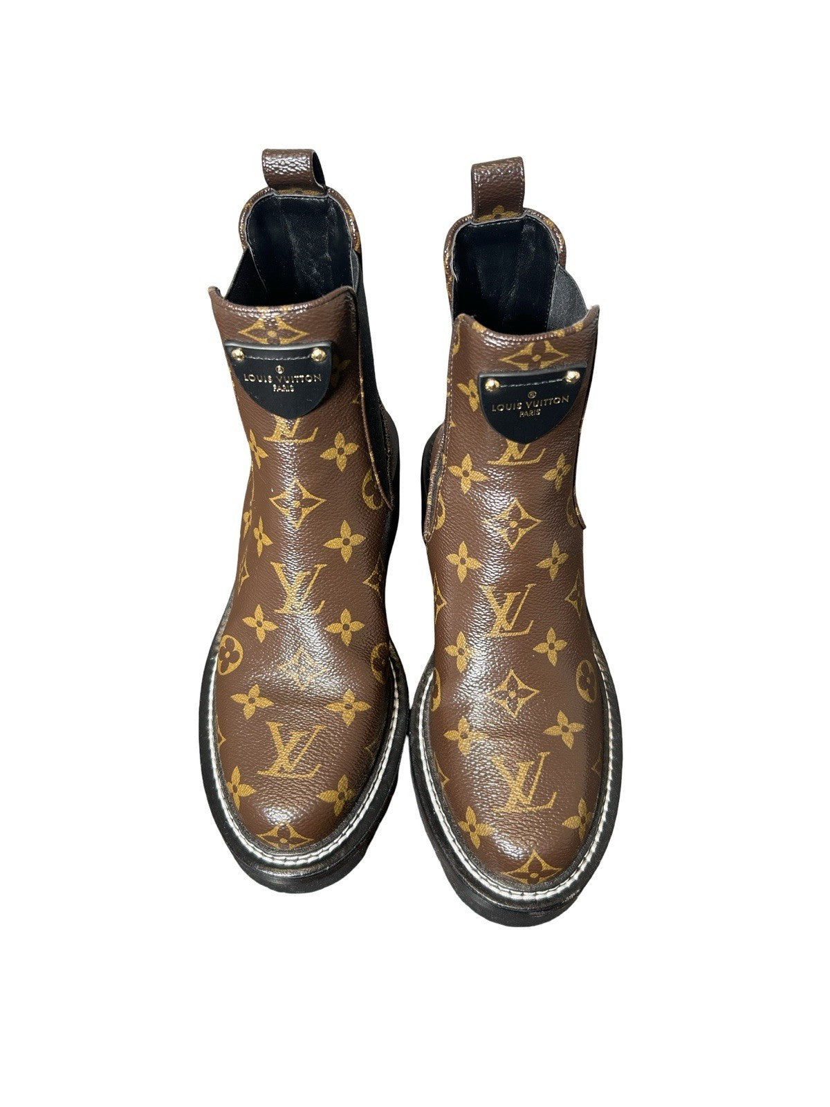 LOUIS VUITTON Monogram Women’s  Black Ice Chelsea Boots 9