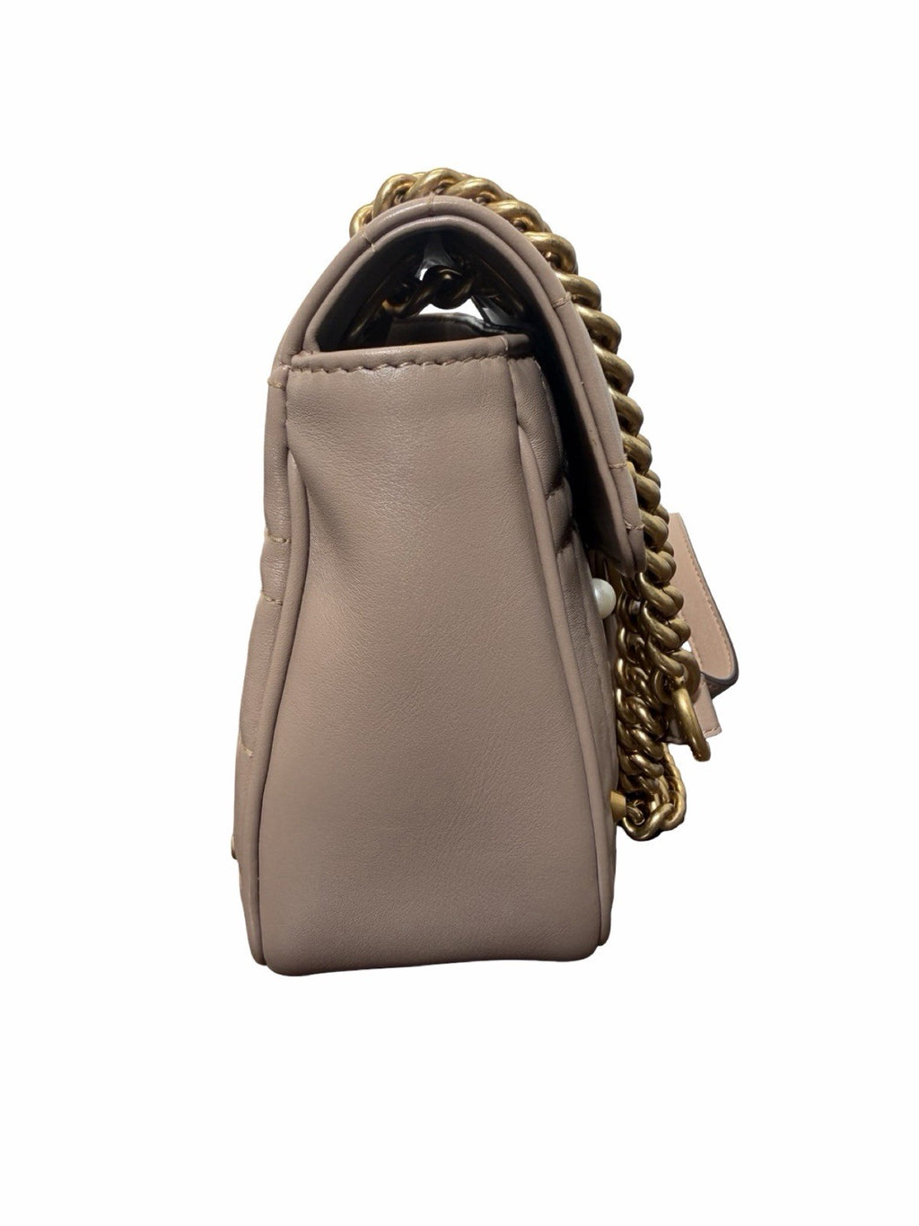 Gucci Faux Pearl Marmont Small With Gold Hardware Shoulder Bag