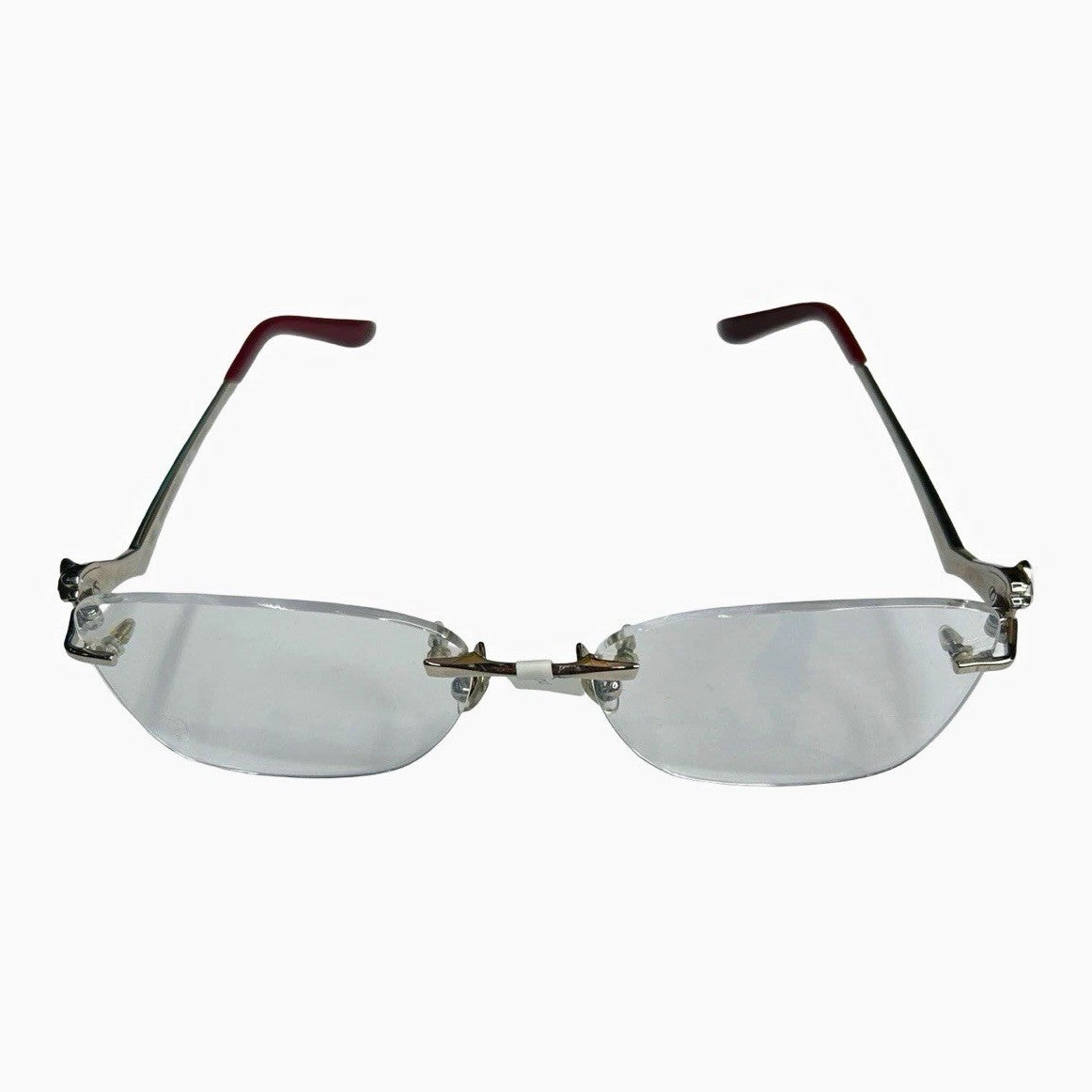 Cartier Panthere Rimless Silver Tone Hardware Clear Lens Glasses Size 140