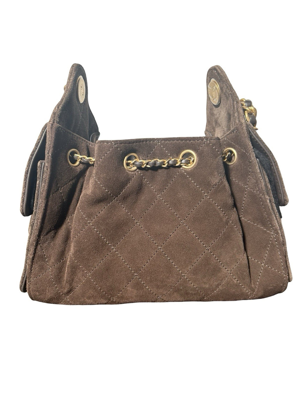 CHANEL Suede Quilted Mini Chanel 25 Handbag