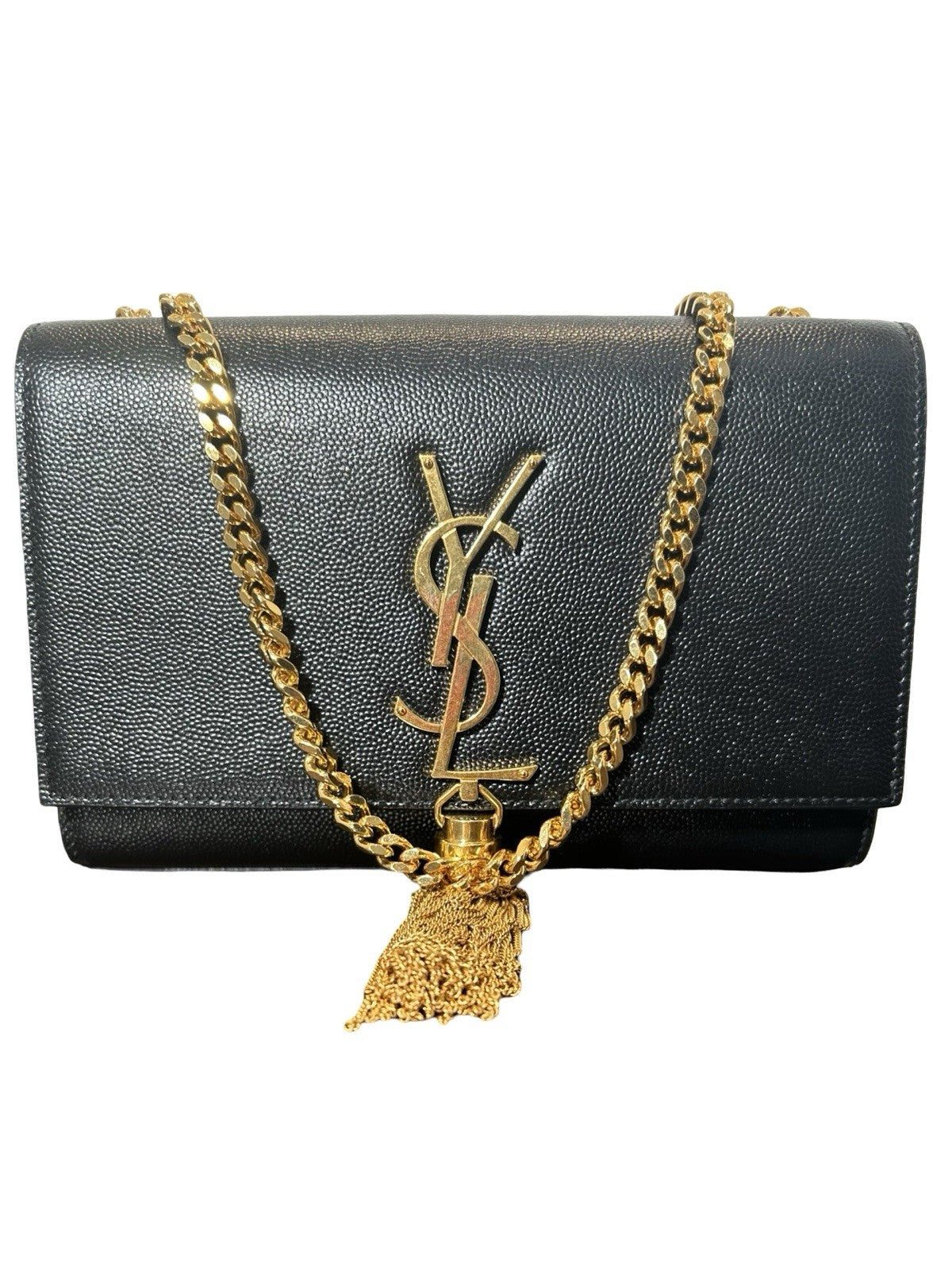 Saint Laurent Kate Small Tassel YSL Wallet on Chain in Grained Leather