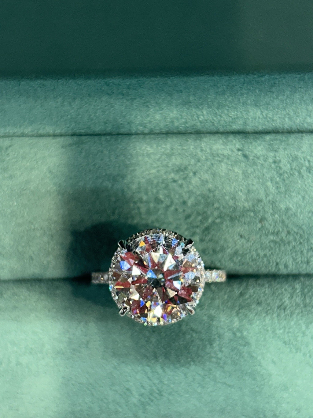 6.01 CARATS Round Brilliant In Hidden Halo Setting, 14K White Gold