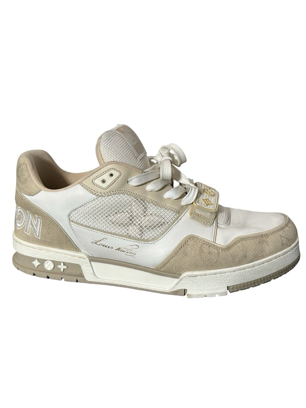 Louis Vuitton LV Trainer Line Sneakers In White Beige Size 9.5 LV / 10.5 Us