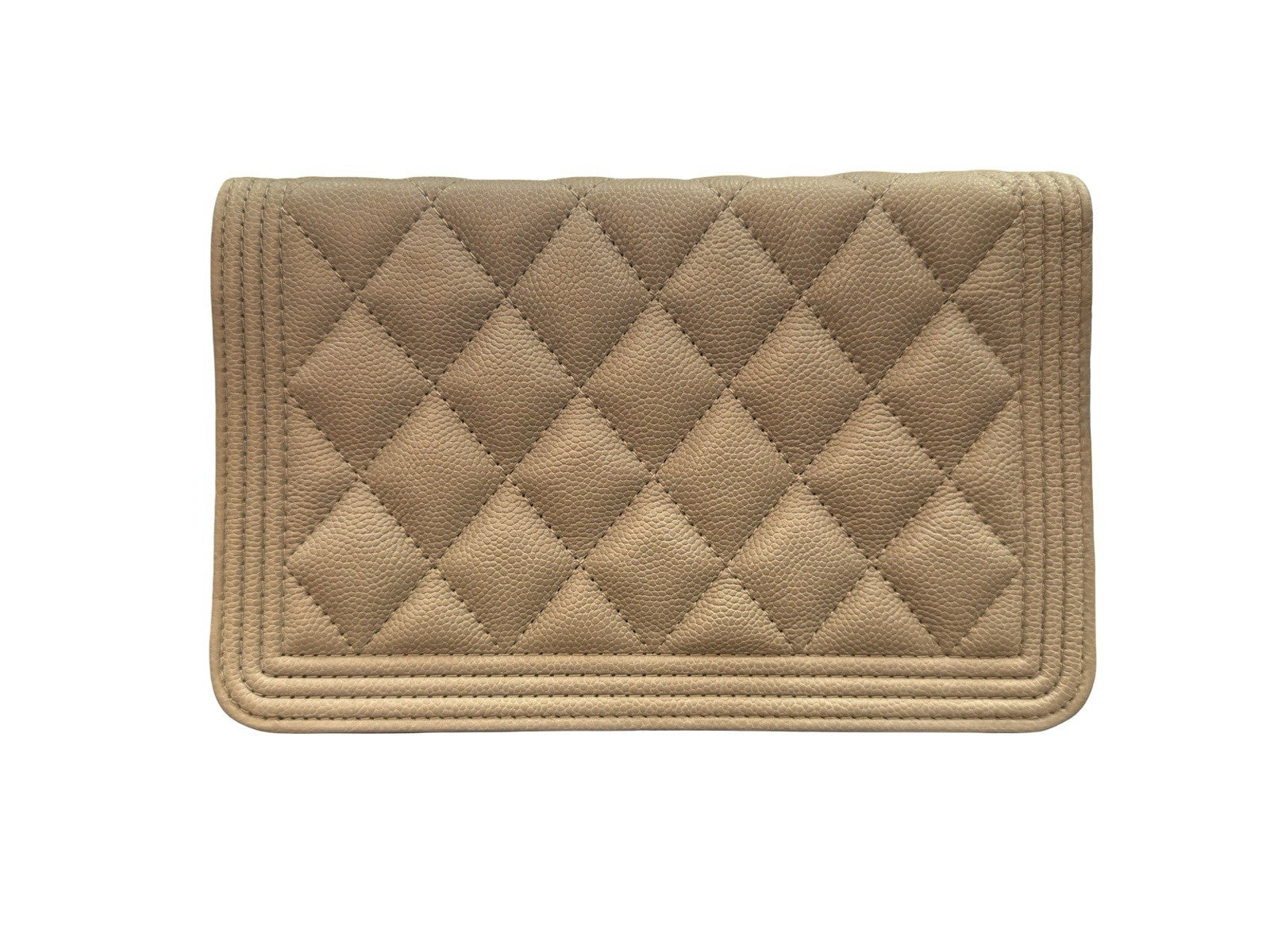 Chanel Caviar, Quilted Boy Wallet On Chain Grey ￼