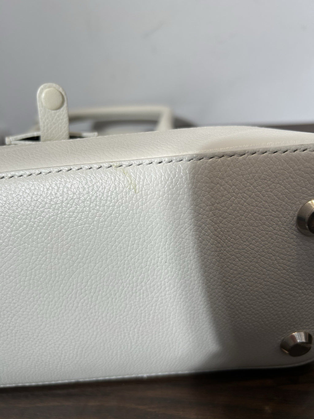 BALENCIAGA Signature Grained Calfskin Logo S Ville Top Handle Bag
