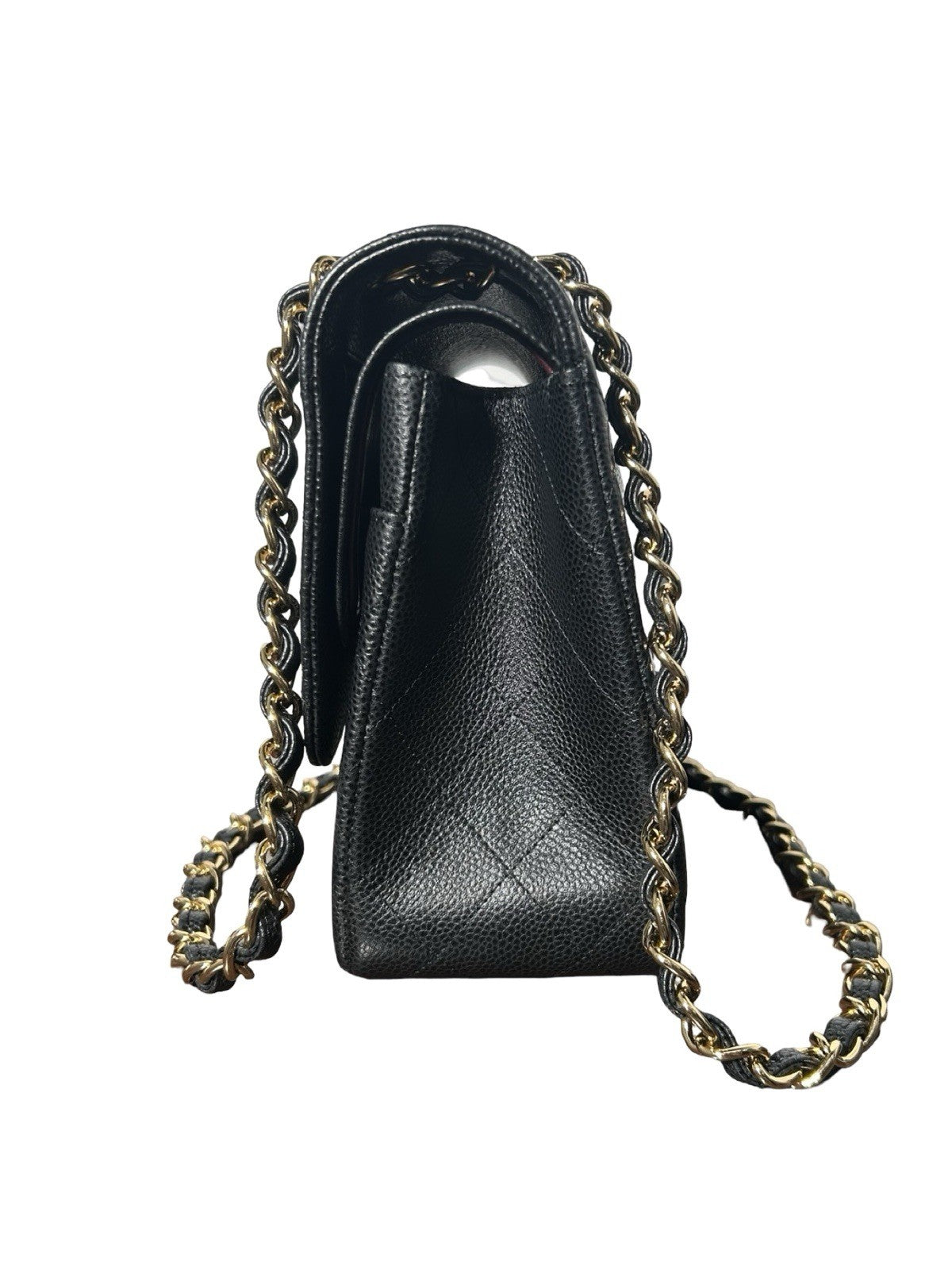 Chanel Black Quilted Caviar Jumbo Classic Double Flap Gold Hardware, 2022
