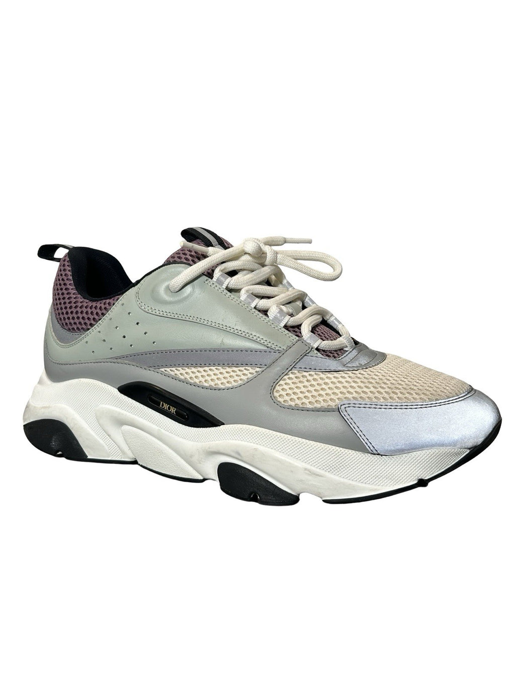 Christian Dior Technical Mesh Calfskin Mens B22 Sneakers 45 Cream Lavender