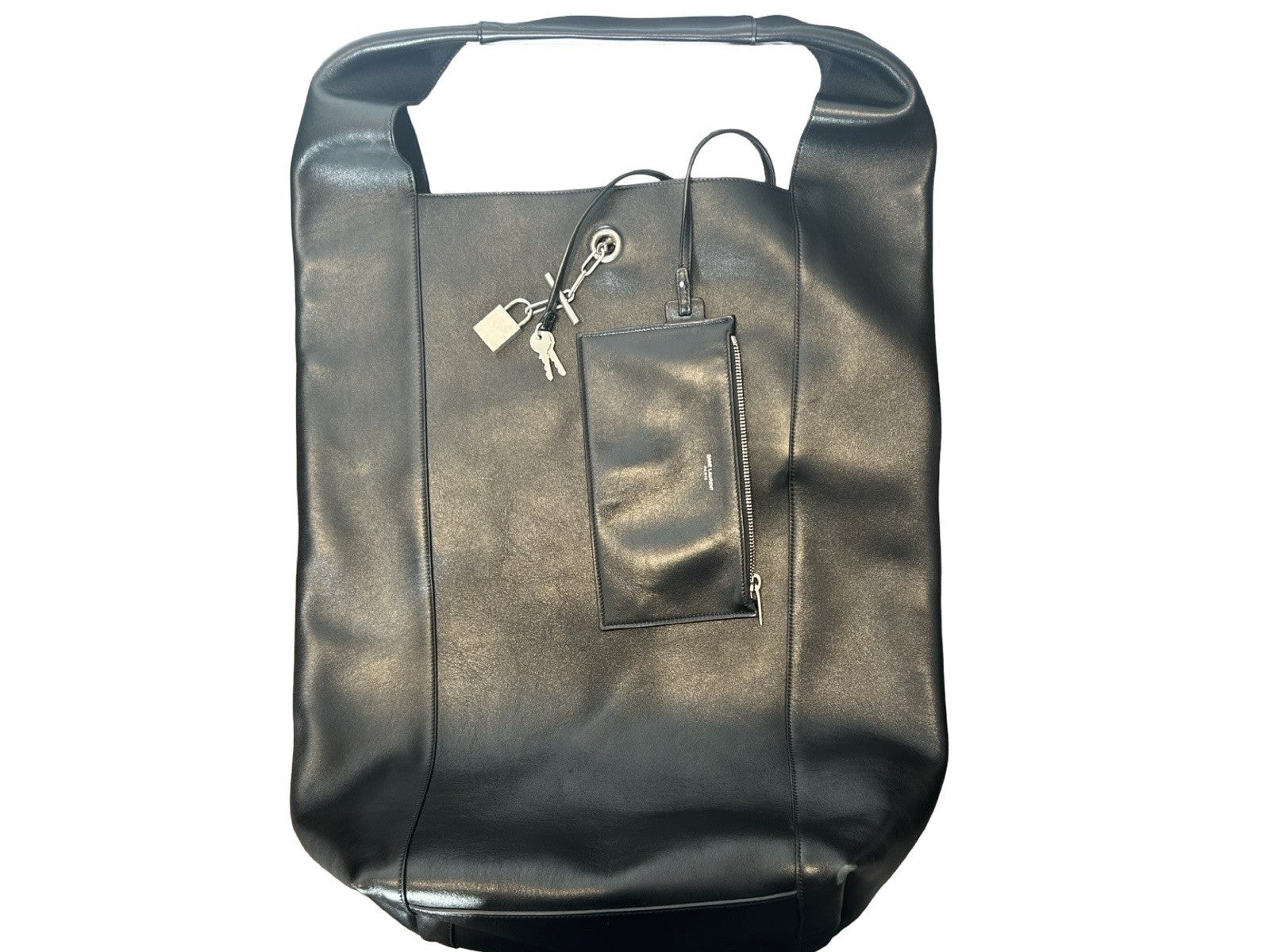 Saint Laurent Tanger tote bag in black smooth leather