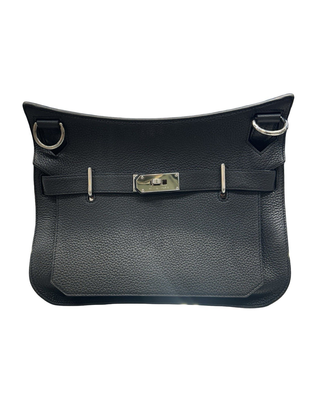 Hermes Jypsiere Black Clemence Leather Shoulder Bag 