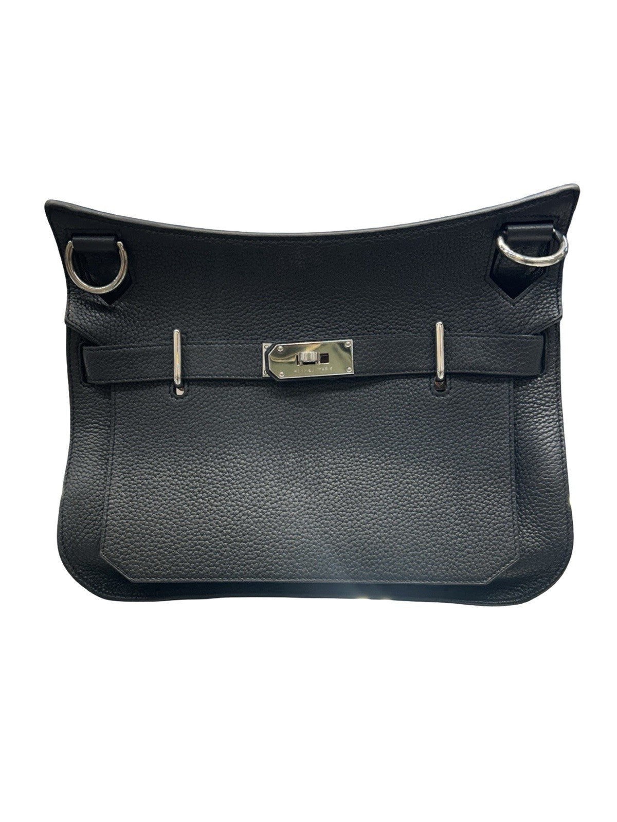 Hermes Jypsiere Black Clemence Leather Shoulder Bag 