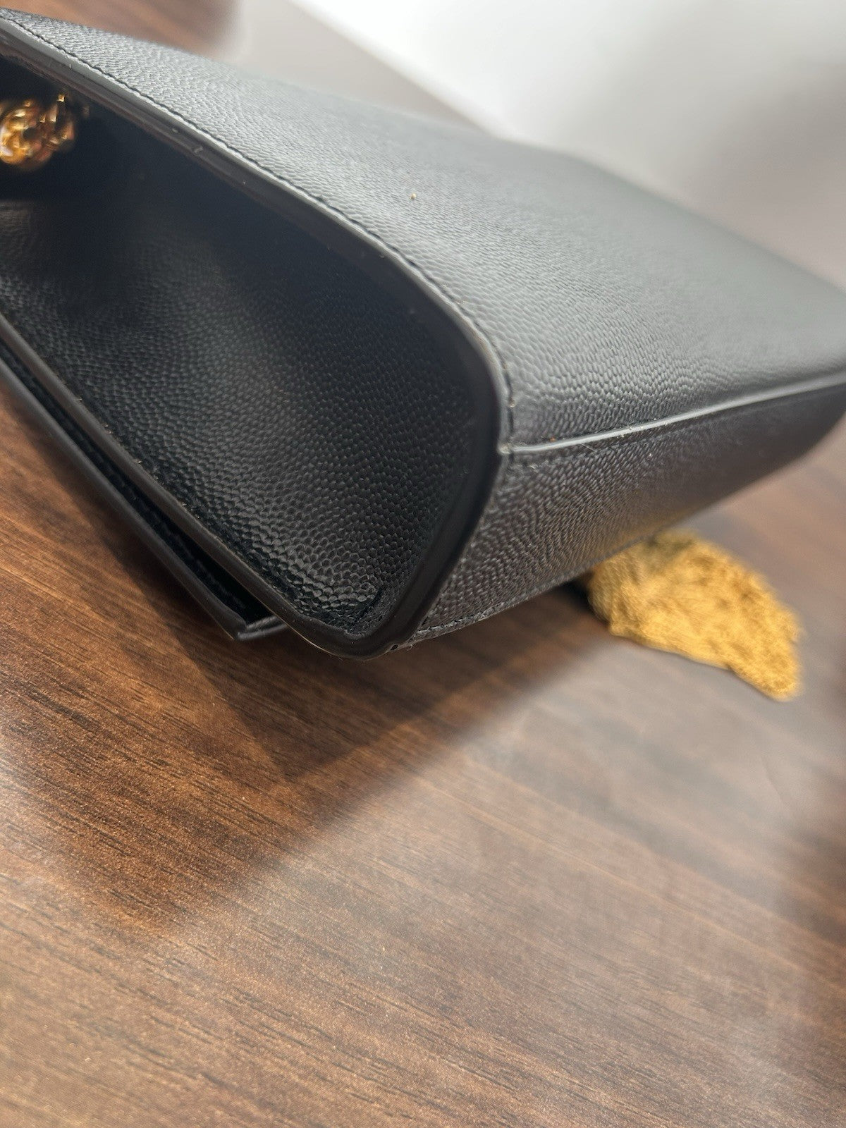 Saint Laurent Kate Small Tassel YSL Wallet on Chain in Grained Leather