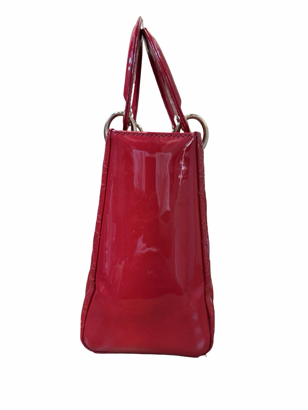 Christian Dior Red Canage Lady Dior Patent Leather Shoulder Bag