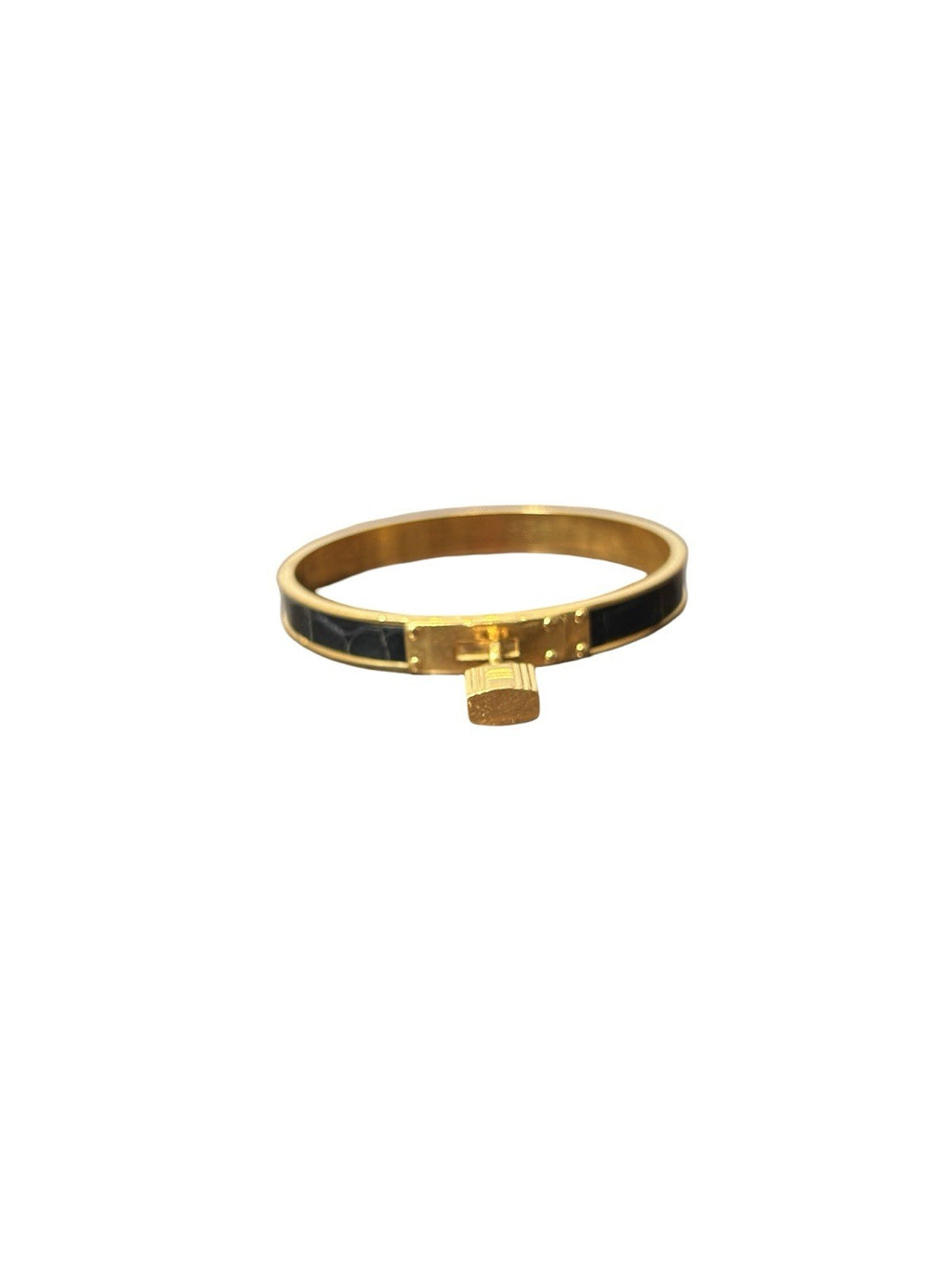 Hermes Vintage Crocodile Leather Mini Kelly Cadena Charm Bangle Bracelet