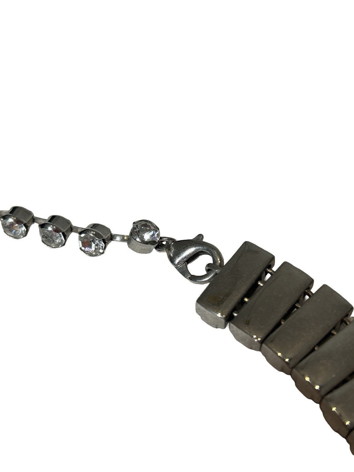 Christian Dior x ERL Choker Bib Necklace Silver-Finish Brass and White Crystals