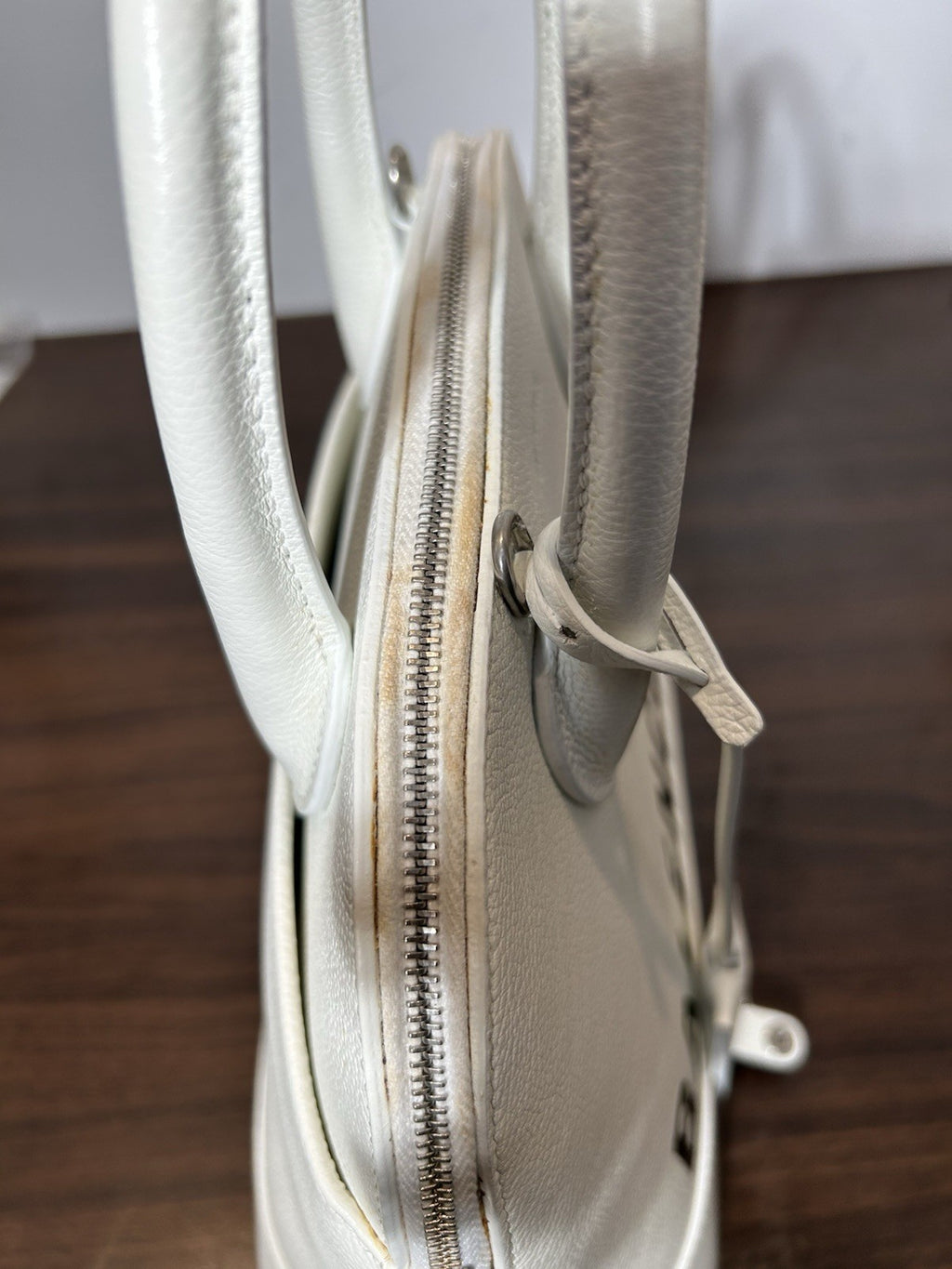 BALENCIAGA Signature Grained Calfskin Logo S Ville Top Handle Bag