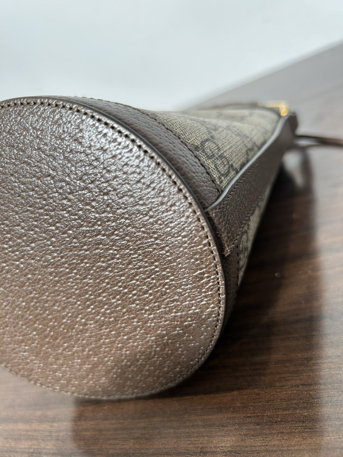 Gucci Ophidia Top Handle Bucket Bag GG Coated Canvas with Leather Mini