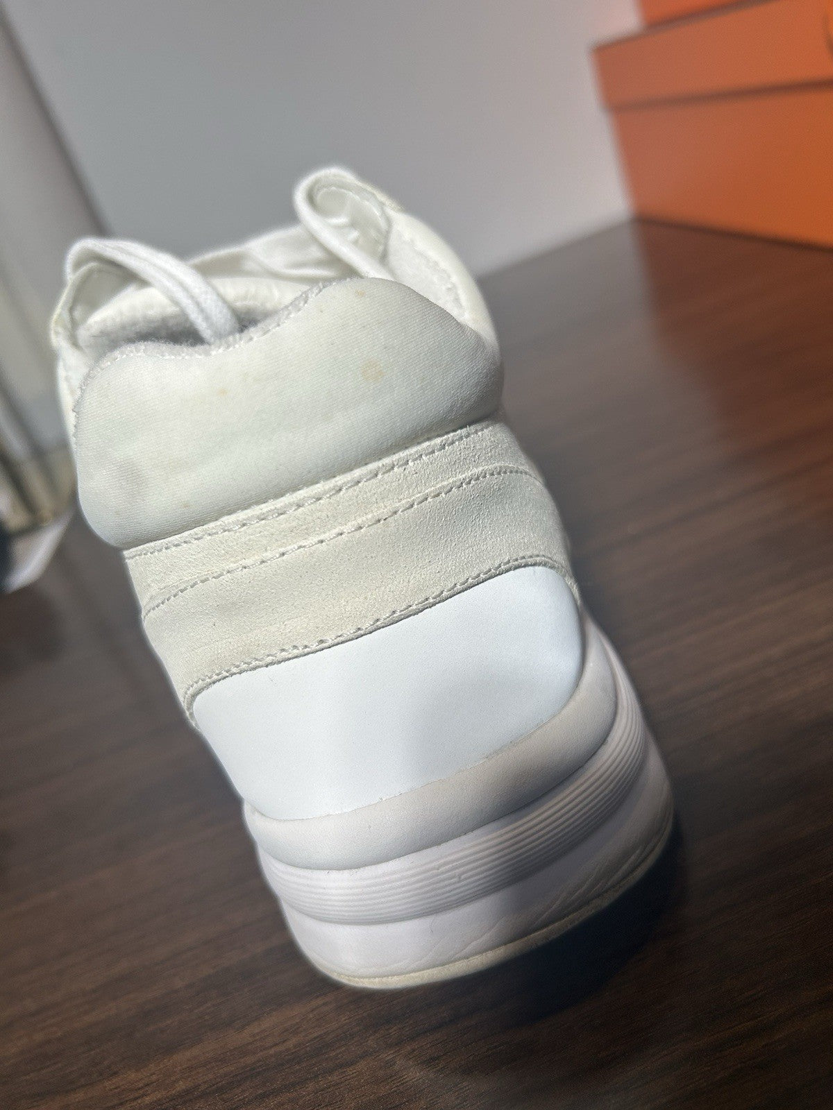 CHANEL Suede Calfskin Fabric CC Sneakers 42 White