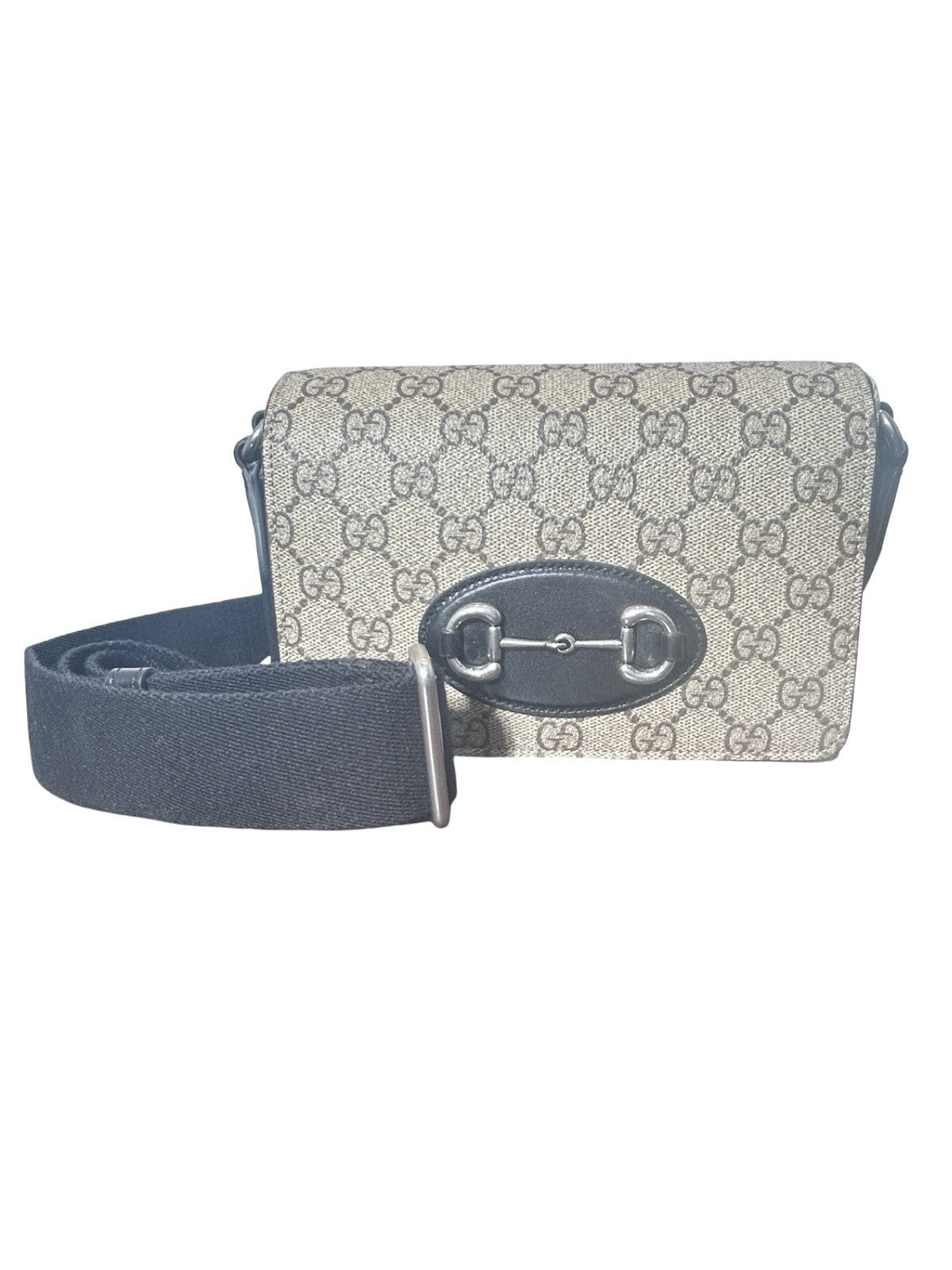 Gucci Horsebit 1995 Mini Shoulder Bag Beige/Dark Brown GG Supreme