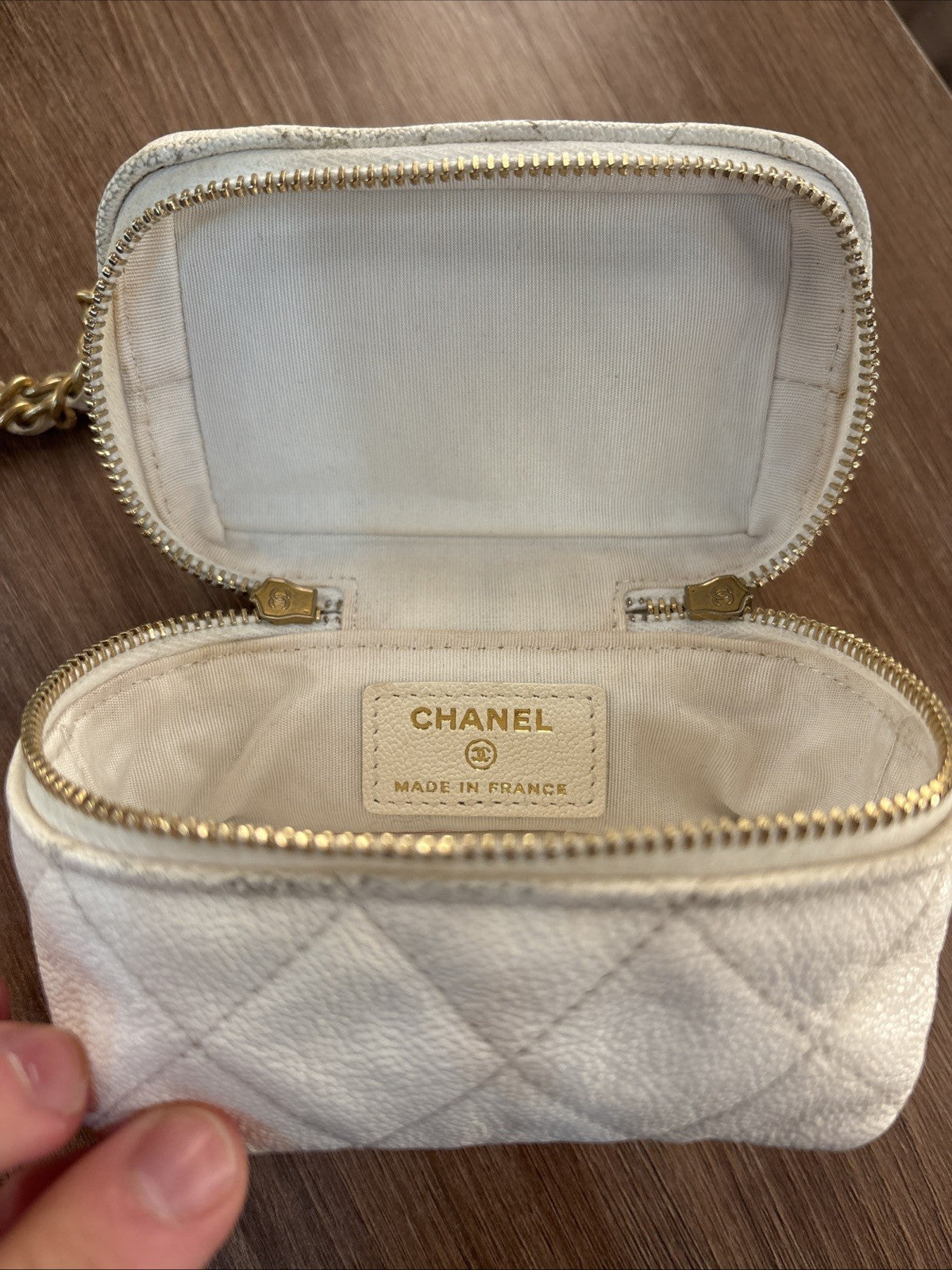 CHANEL CC GHW Mini Chain Shoulder 2 Way Shoulder Bag Calfskin Leather White