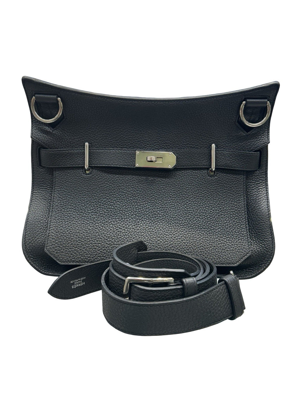 Hermes Jypsiere Black Clemence Leather Shoulder Bag 