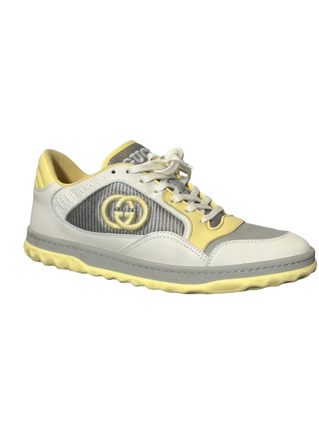 Gucci Dali Soft Calfskin Womens Mac80 Sneakers 40 Grey Sky Yellow